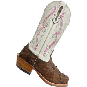 Fenogilo Women Cowboy Boots Brown BASS Square-Toe Boots 5.5B-US/3.5UK/36EU